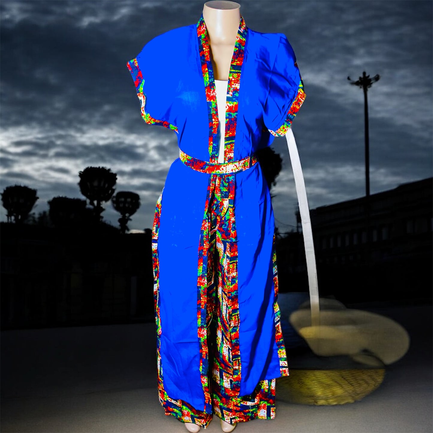 🌴 Chiffon Kimono with Pant Set | Handmade in Kenya
