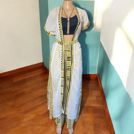 🌴 Chiffon Kimono with Pant Set | Handmade in Kenya