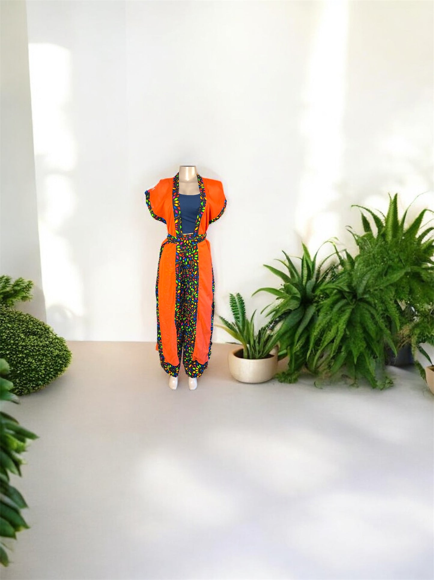 🌴 Chiffon Kimono with Pant Set | Handmade in Kenya