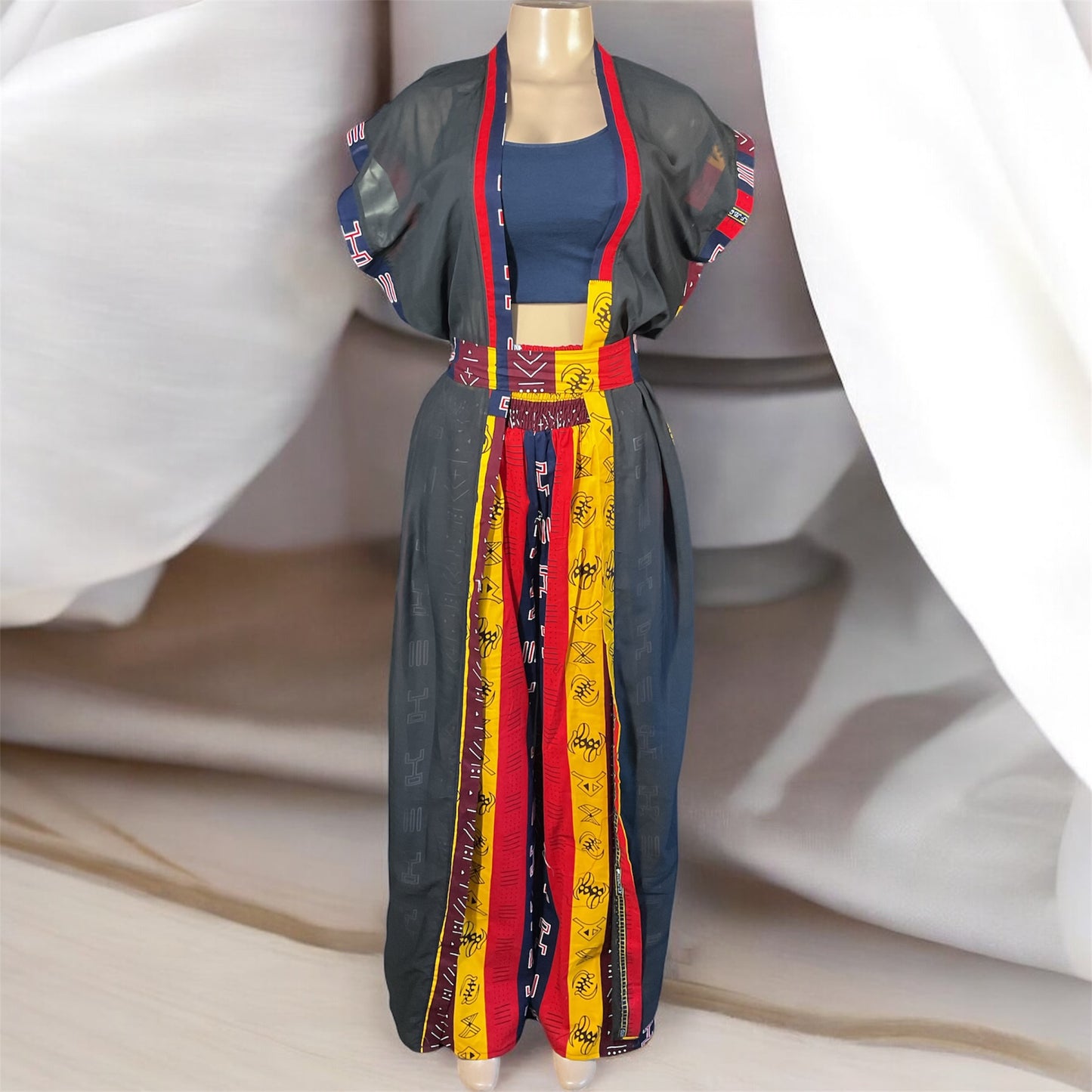 🌴 Chiffon Kimono with Pant Set | Handmade in Kenya