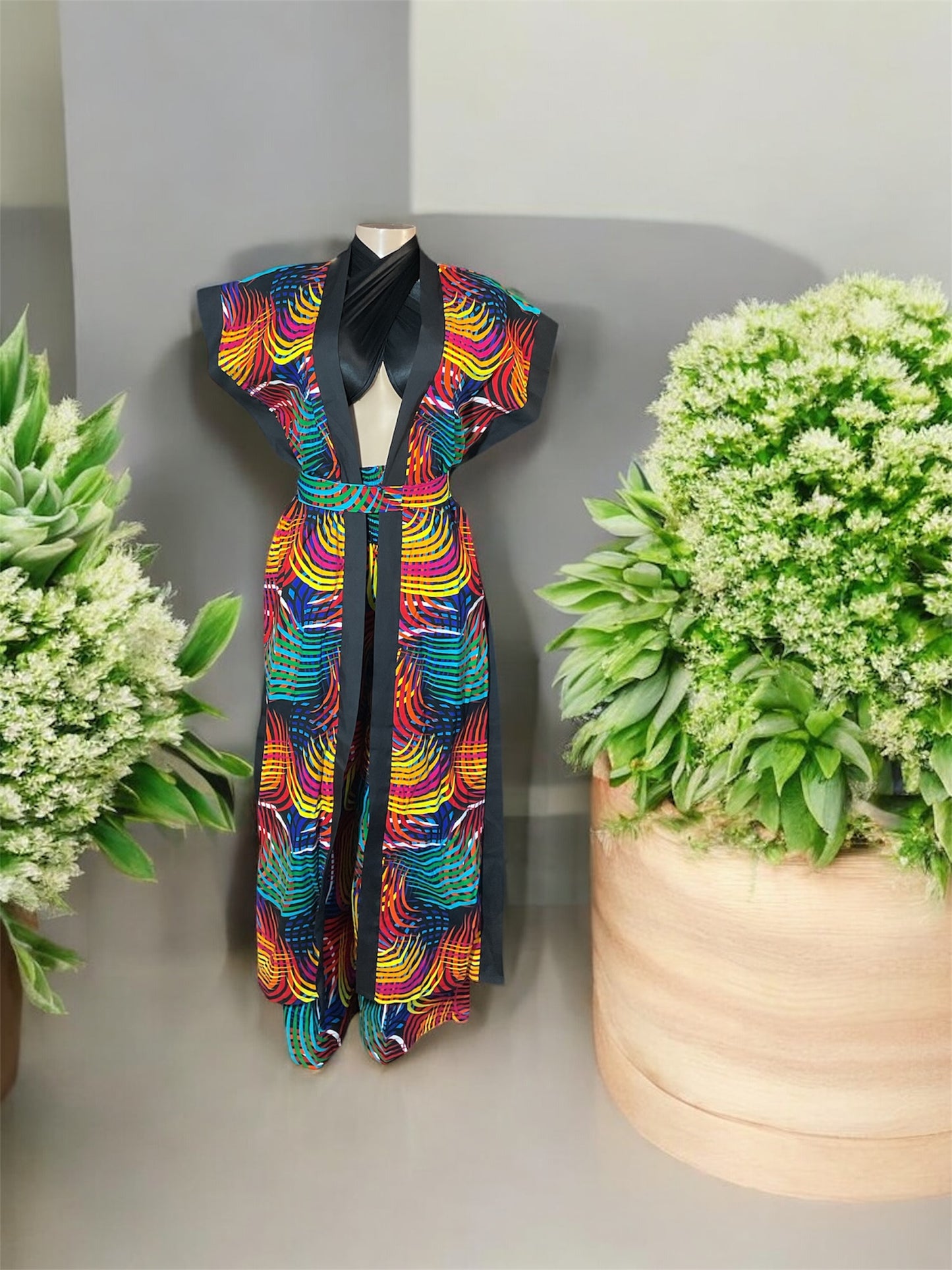 🌴 Chiffon Kimono with Pant Set | Handmade in Kenya